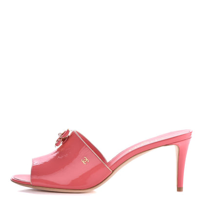 Chanel Patent Goatskin Camellia Mules 42 Pink 1 of 9