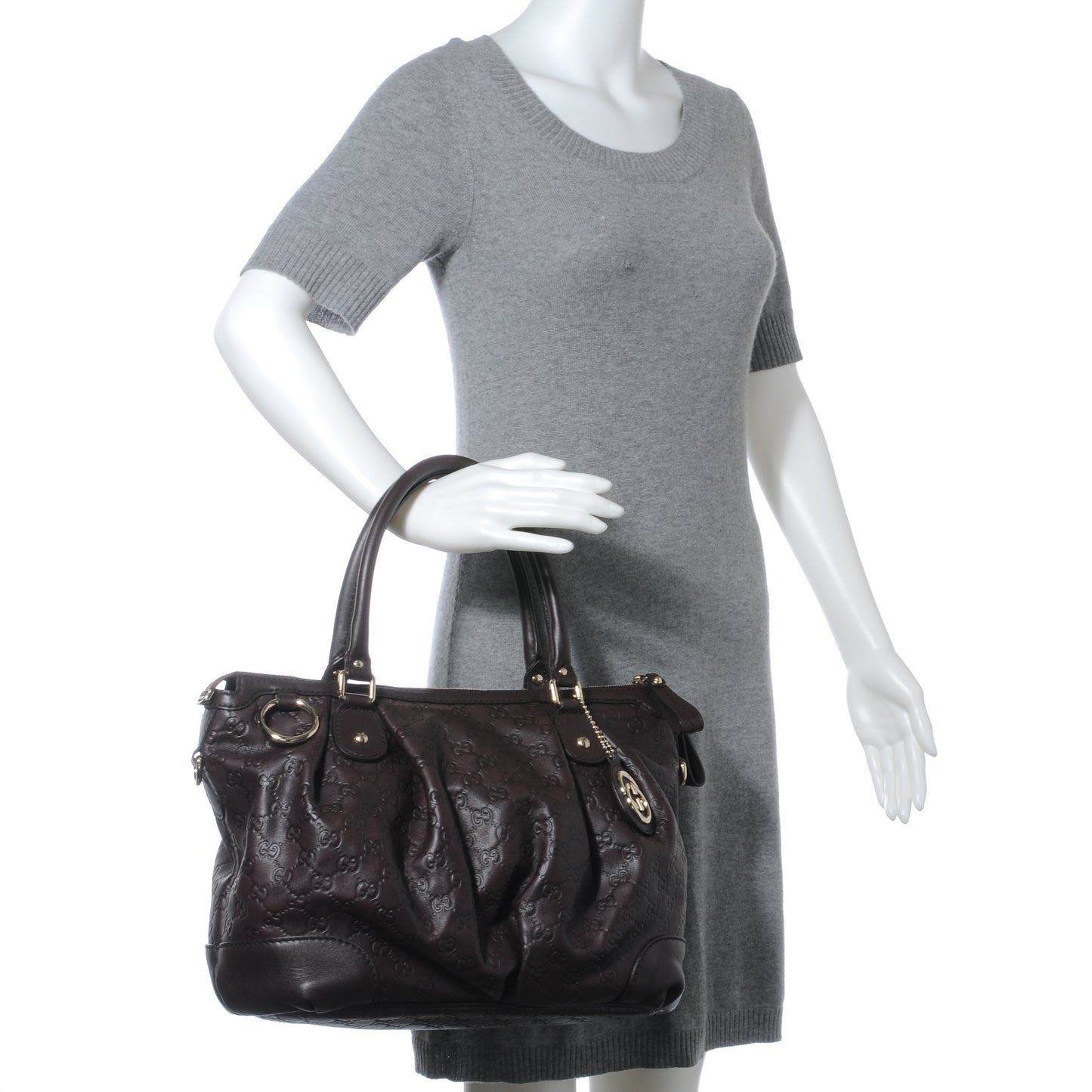 Guccissima Large Sukey Top Handle Bag Dark Brown