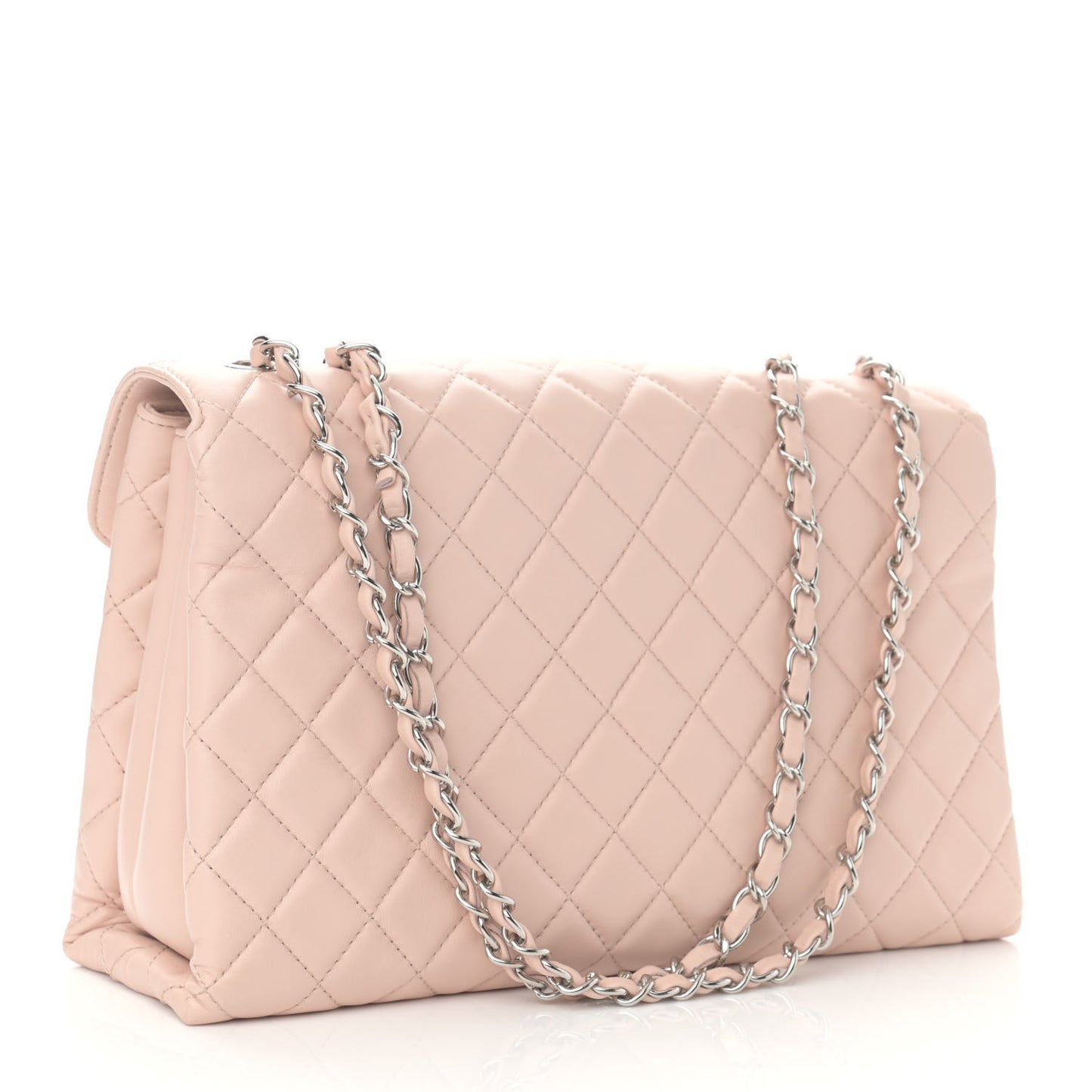 Lambskin Quilted Jumbo Chanel by 4 Flap Light Beige