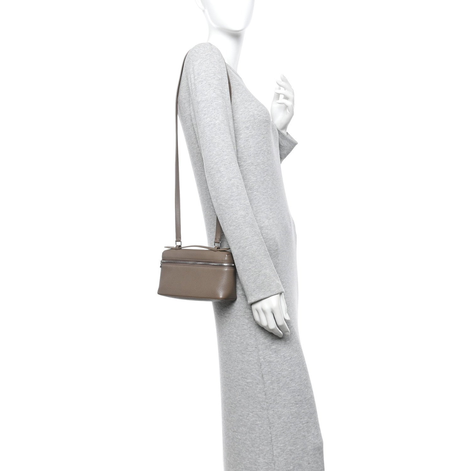 Loro Piana Grained Calfskin L19 Extra Pocket Pouch Warm Mastic 2 of 9