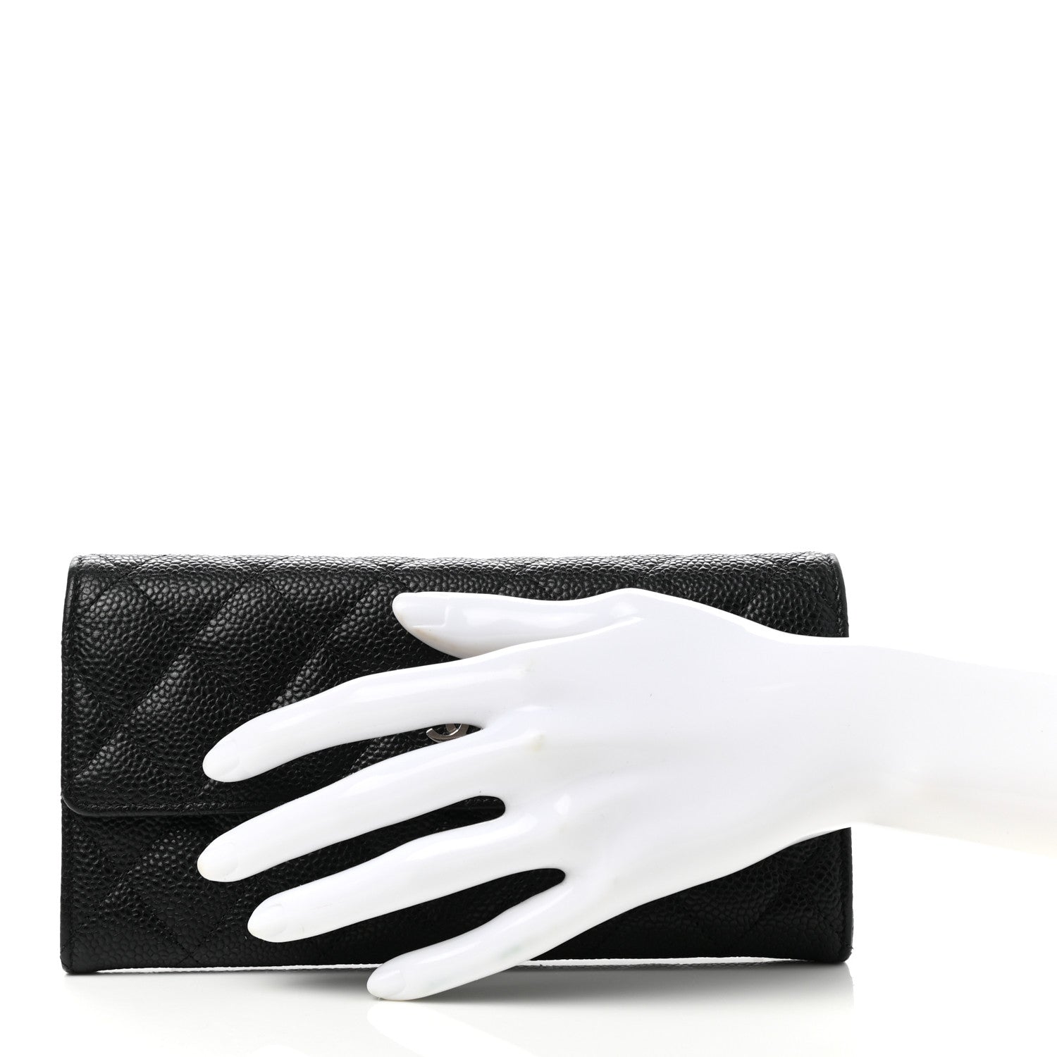 Chanel Caviar Quilted Large Gusset Flap Wallet Black 2 of 8