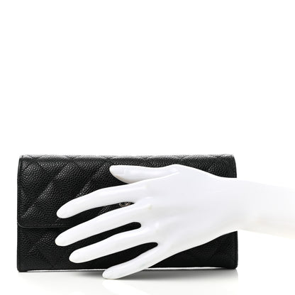 Chanel Caviar Quilted Large Gusset Flap Wallet Black 2 of 8