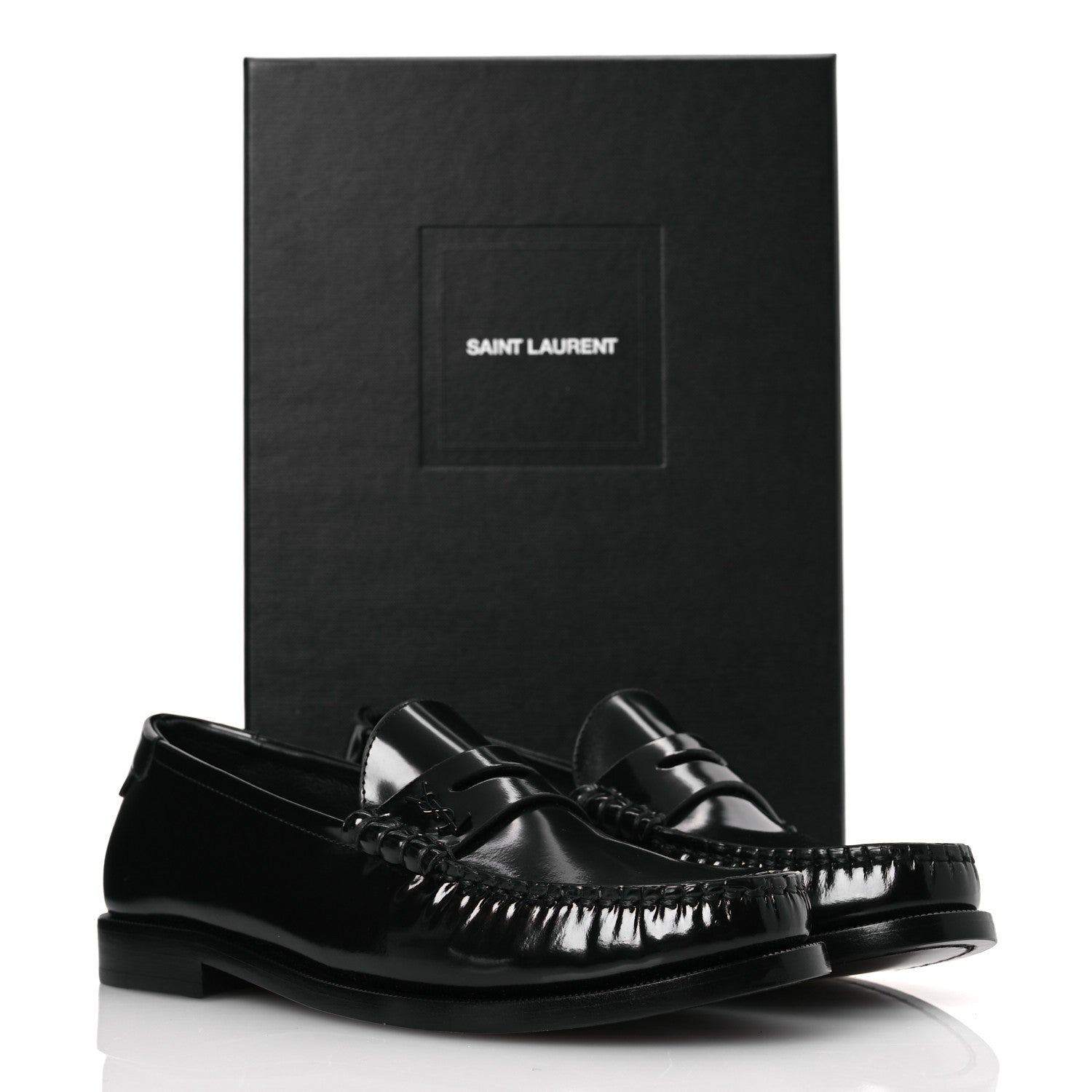 Saint Laurent Patent Calfskin Penny Loafers 36.5 Black 11 of 11