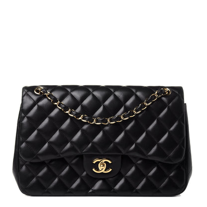 Chanel Lambskin Quilted Jumbo Double Flap Black 1 of 4