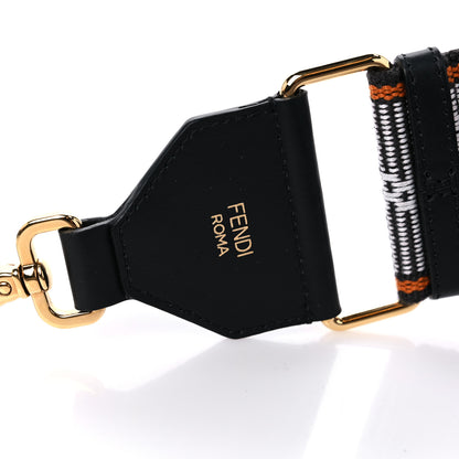 Fendi Cannete Ribbon Poly Vitello Century Logo Adjustable Strap You White Brandy Black 4 of 5