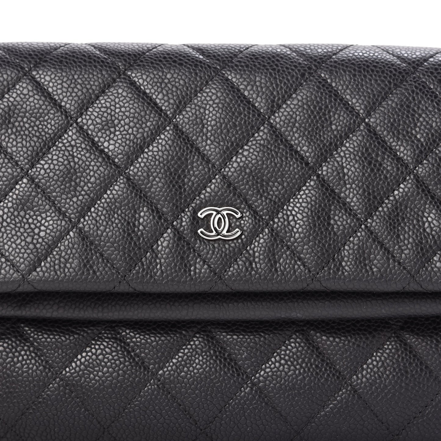 Caviar Quilted CC Beauty Clutch Black
