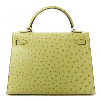 Hermes Ostrich Kelly Sellier 32 Vert Anis 4 of 34