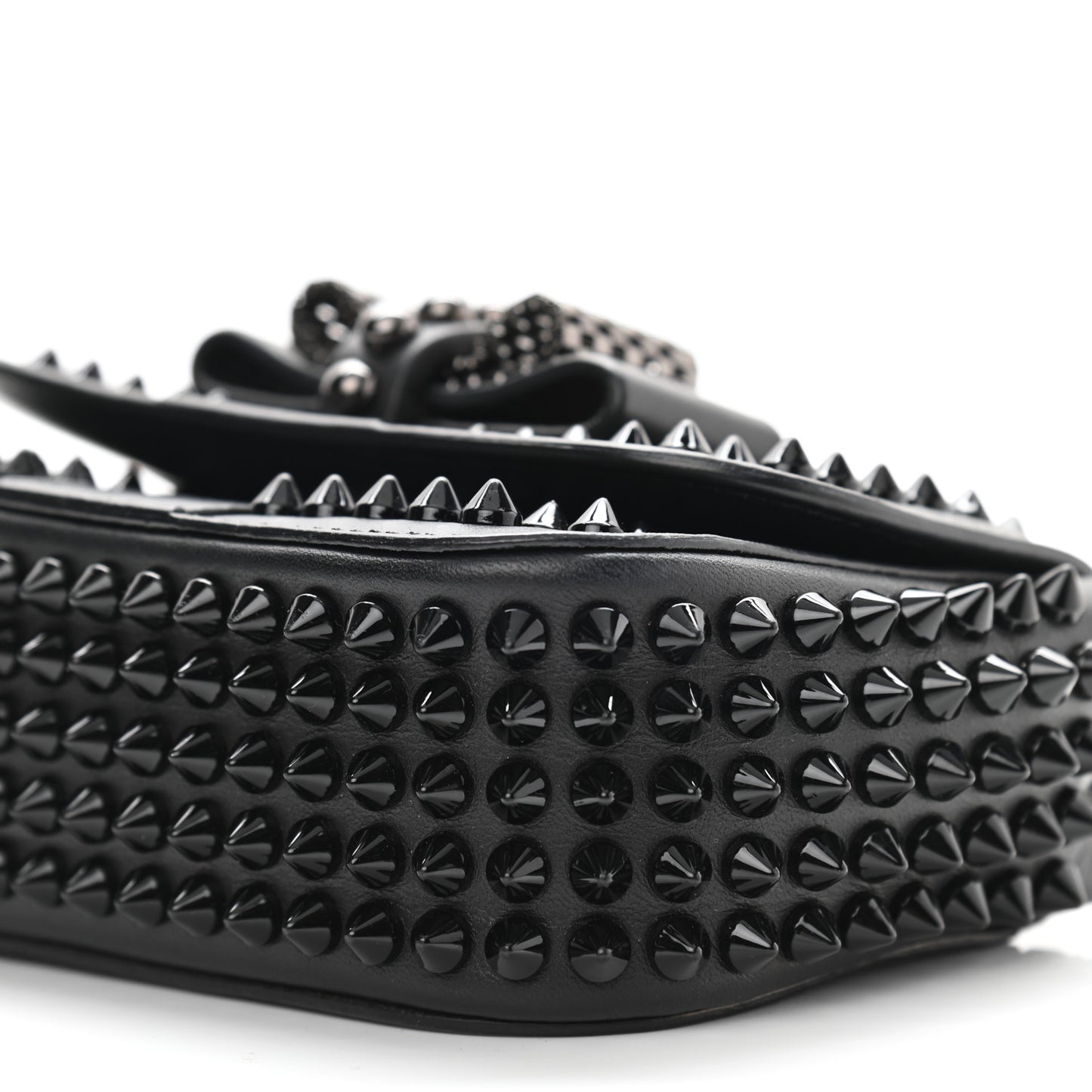 Calfskin Spikes Sweety Charity Crossbody Bag Black