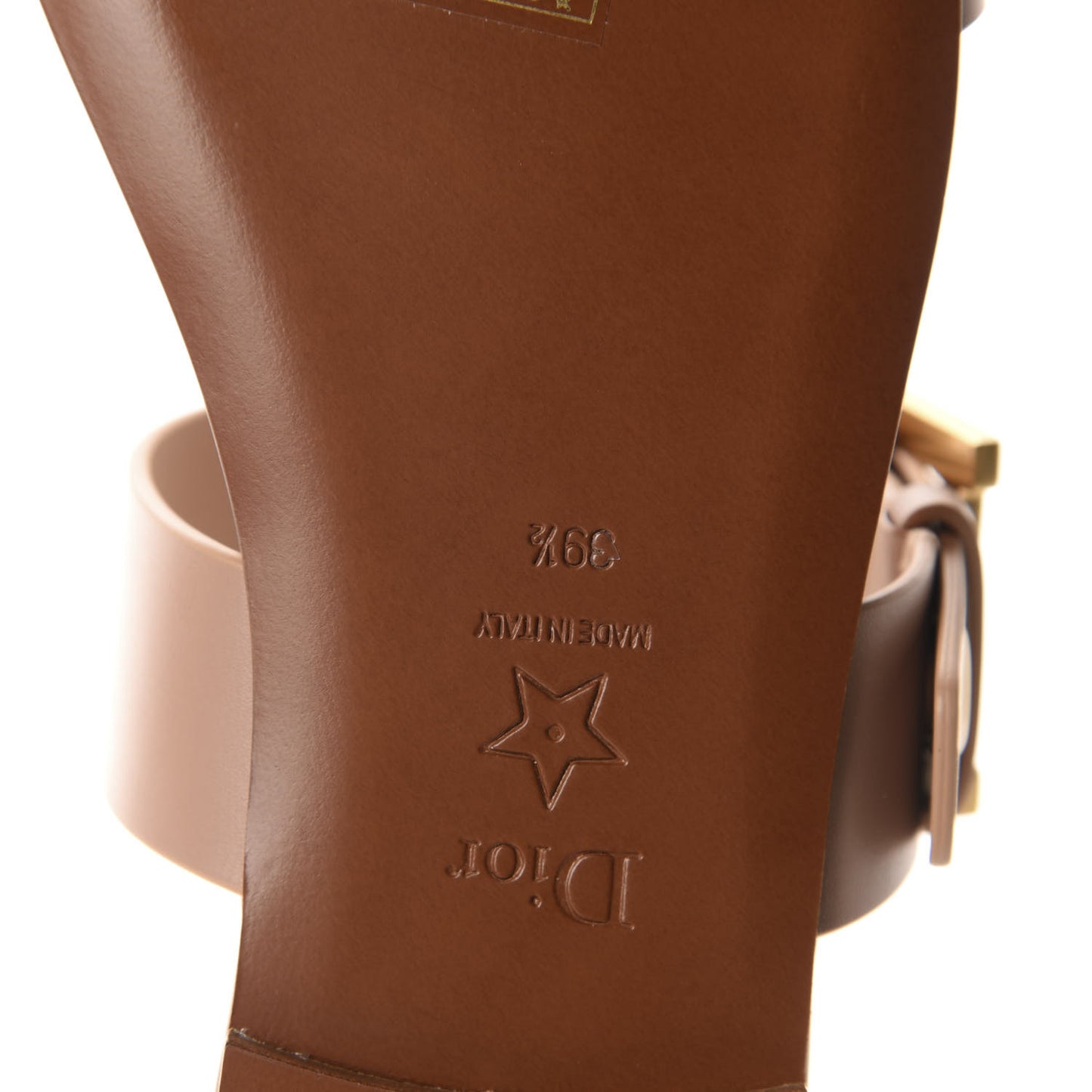 Calfskin D-Dior Slide Sandals 39.5 Rose De Vents