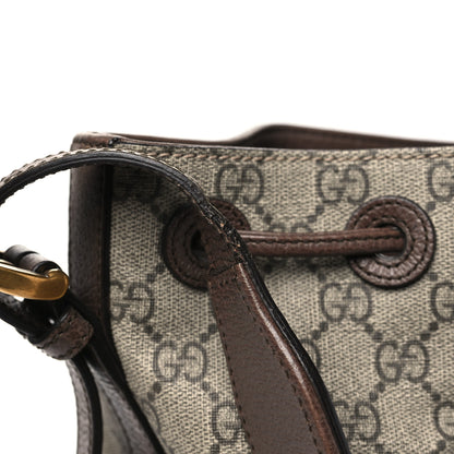 Gucci GG Supreme Monogram Neo Vintage Drawstring Bucket Backpack Beige New Acero Crop 12 of 13