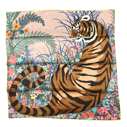 Hermes Silk Tyger Tyger Scarf 70 Beige Cendre Brune 1 of 3