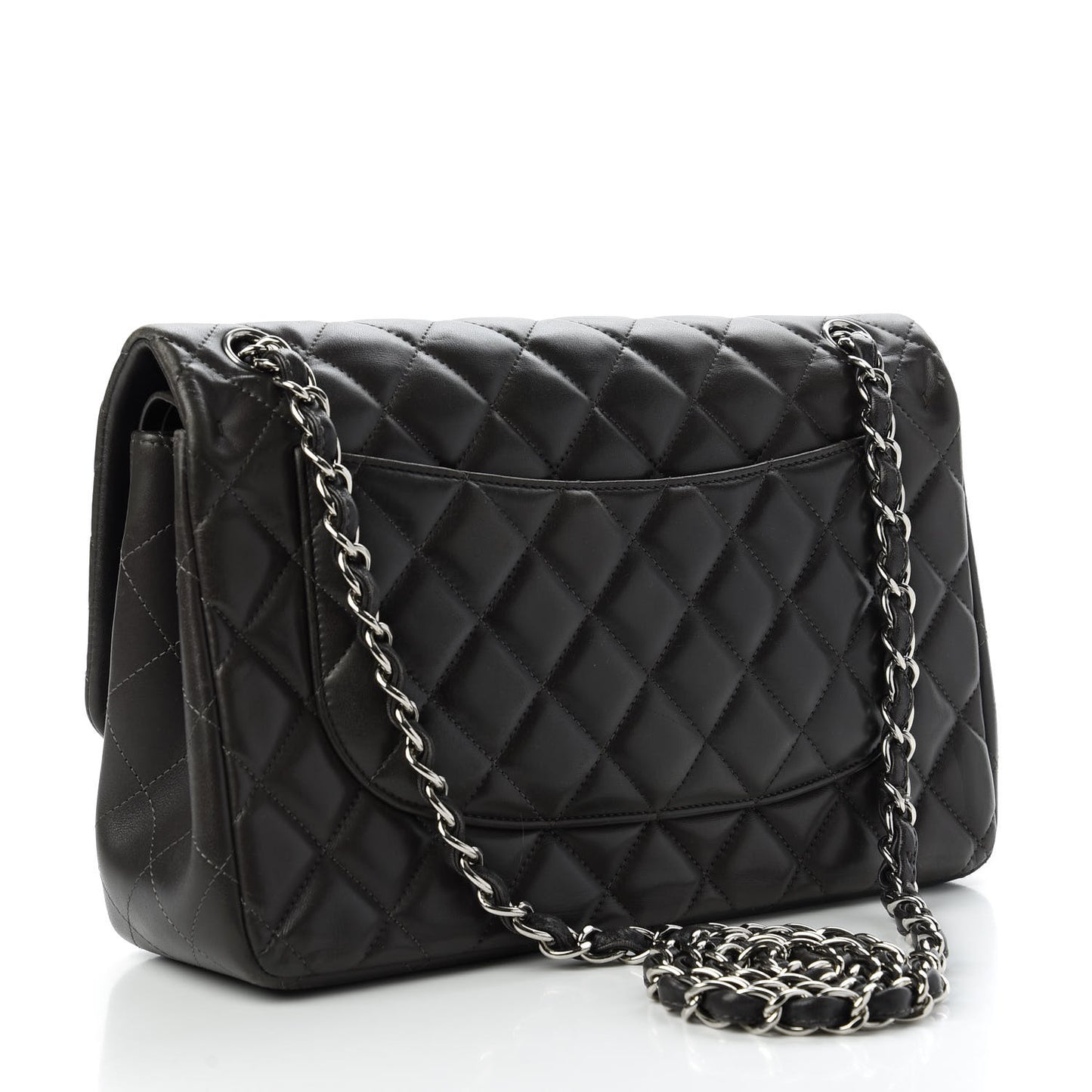 Lambskin Quilted Jumbo Double Flap Black