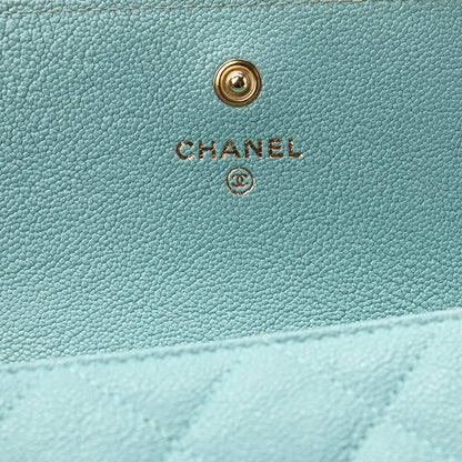 Chanel Iridescent Caviar Quilted Boy Flap Wallet Light Blue 5 of 7