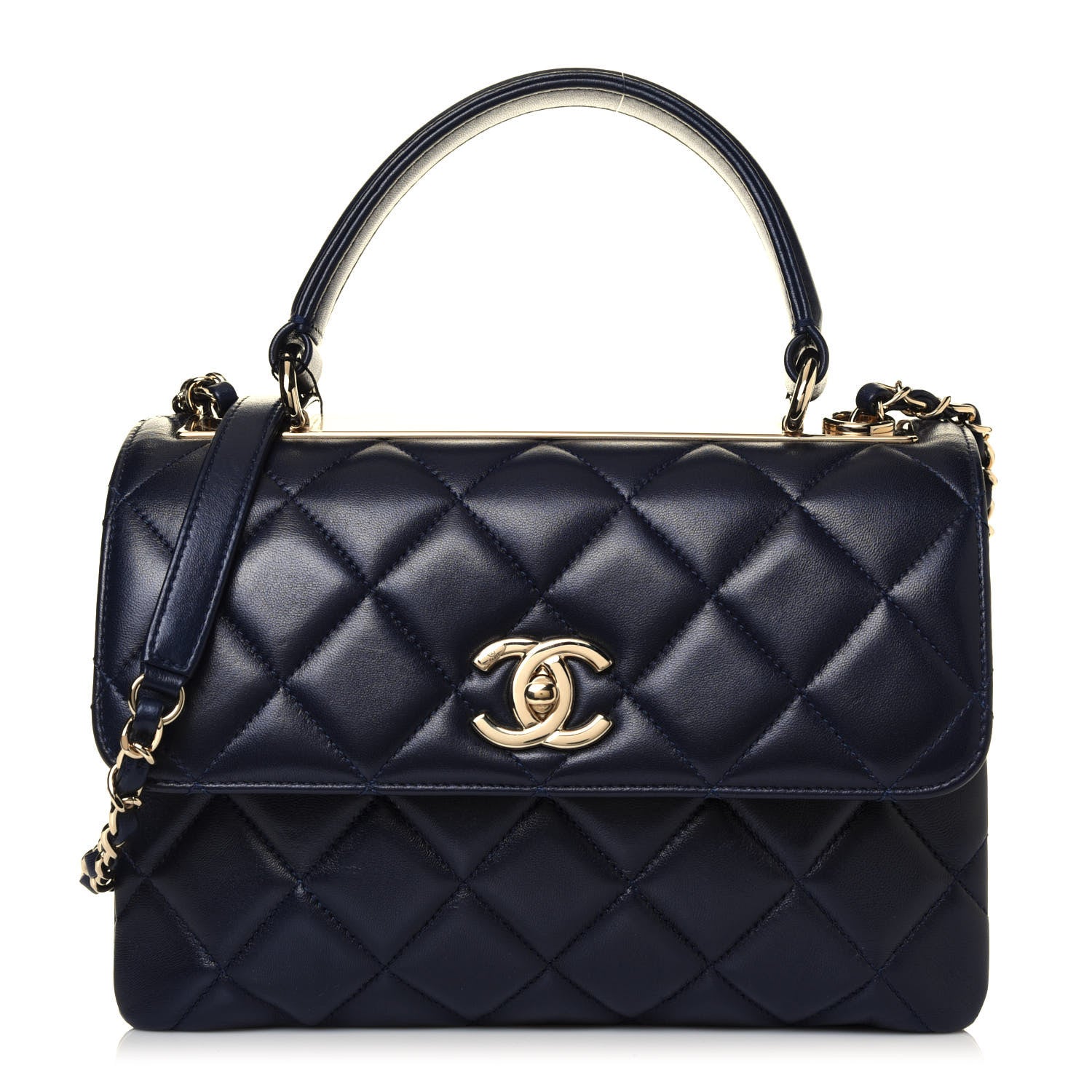 Chanel Lambskin Quilted Small Trendy CC Flap Dual Handle Bag Navy 1 of 11