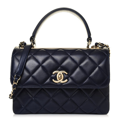 Chanel Lambskin Quilted Small Trendy CC Flap Dual Handle Bag Navy 1 of 11