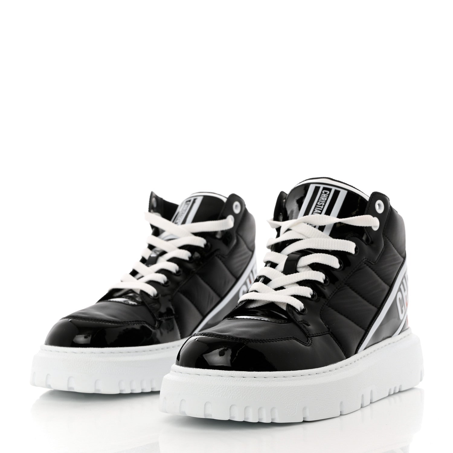 Christian Dior Nylon Fabric Womens D-Player High Top Sneakers 37.5 Black 3 of 8