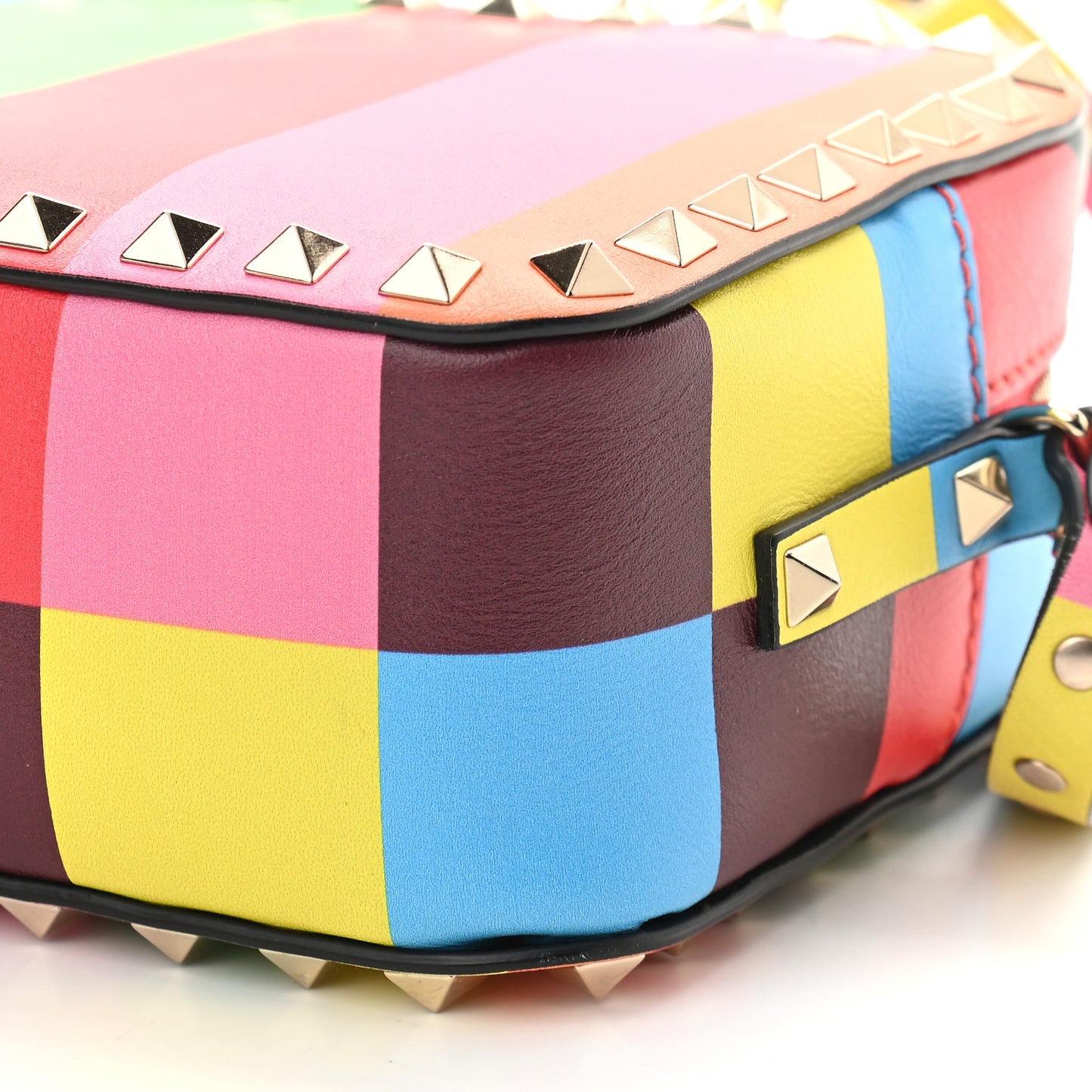 Vitello 1973 Rockstud Camera Crossbody Bag Multicolor