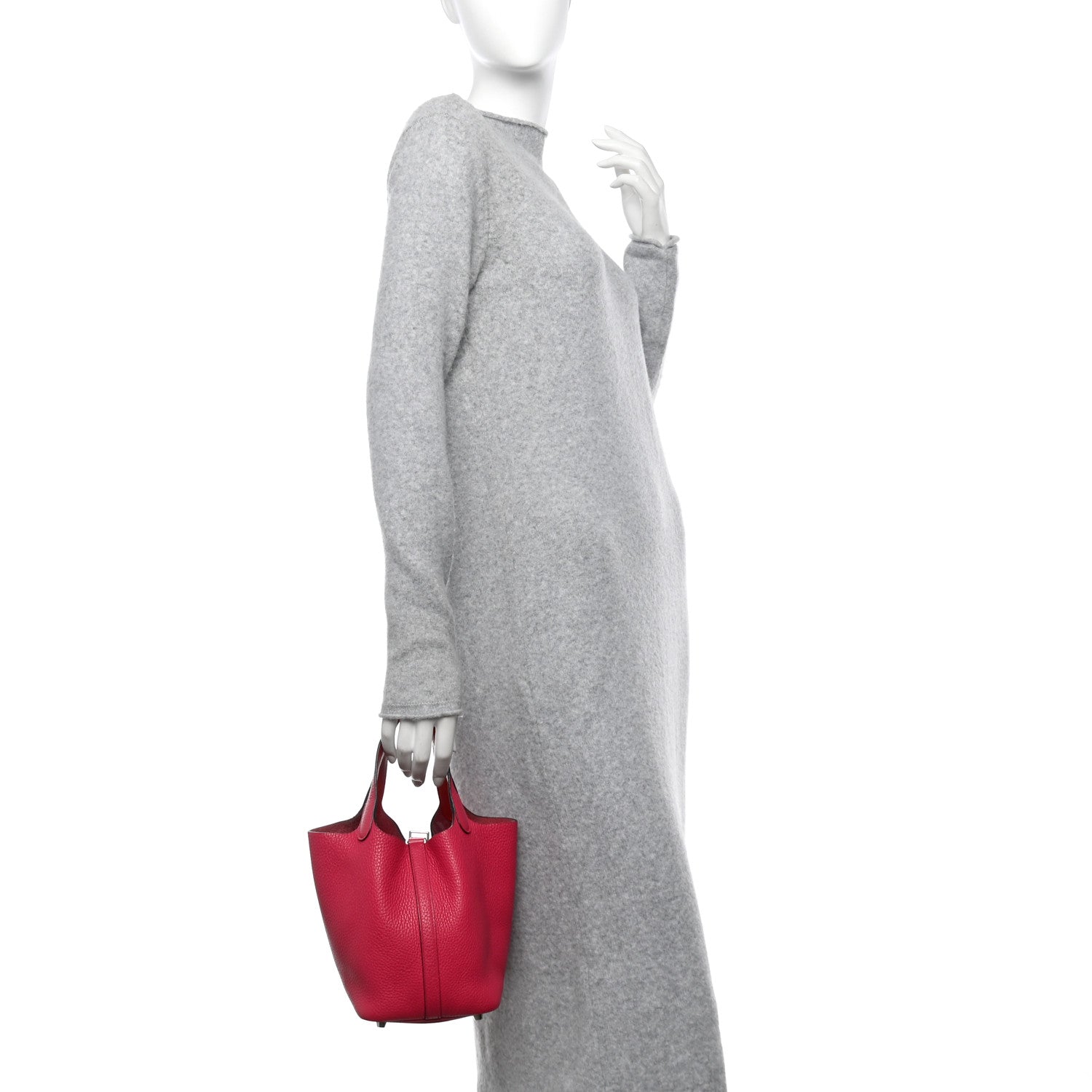 Hermes Taurillon Clemence Swift Eclat Picotin Lock 18 PM Rose Mexico Rouge De Coeur 2 of 11