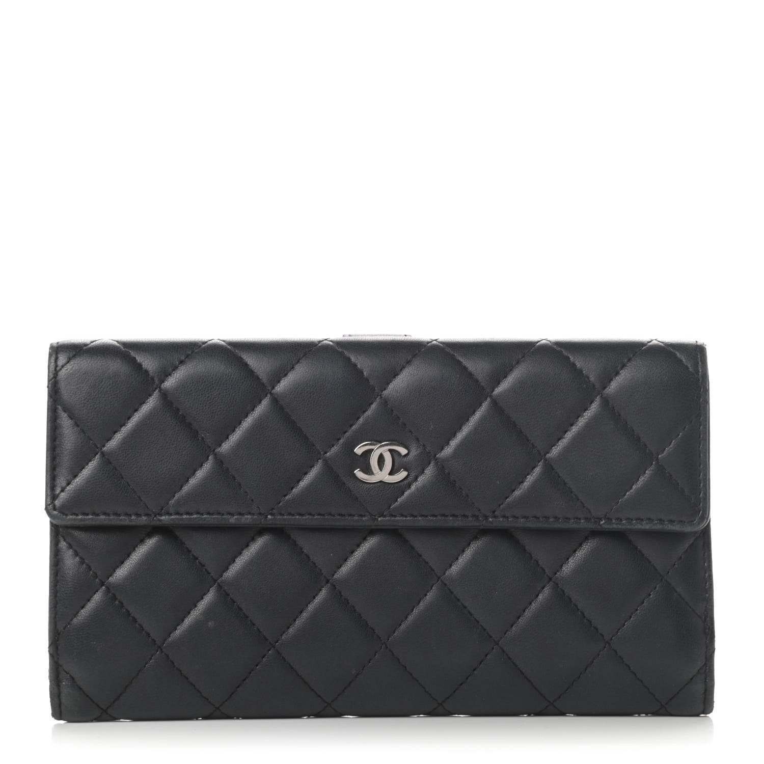 Chanel Lambskin Quilted Long Flap Wallet Black 1 of 23