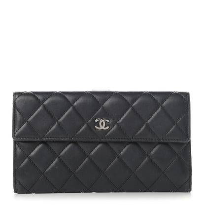 Chanel Lambskin Quilted Long Flap Wallet Black 1 of 23
