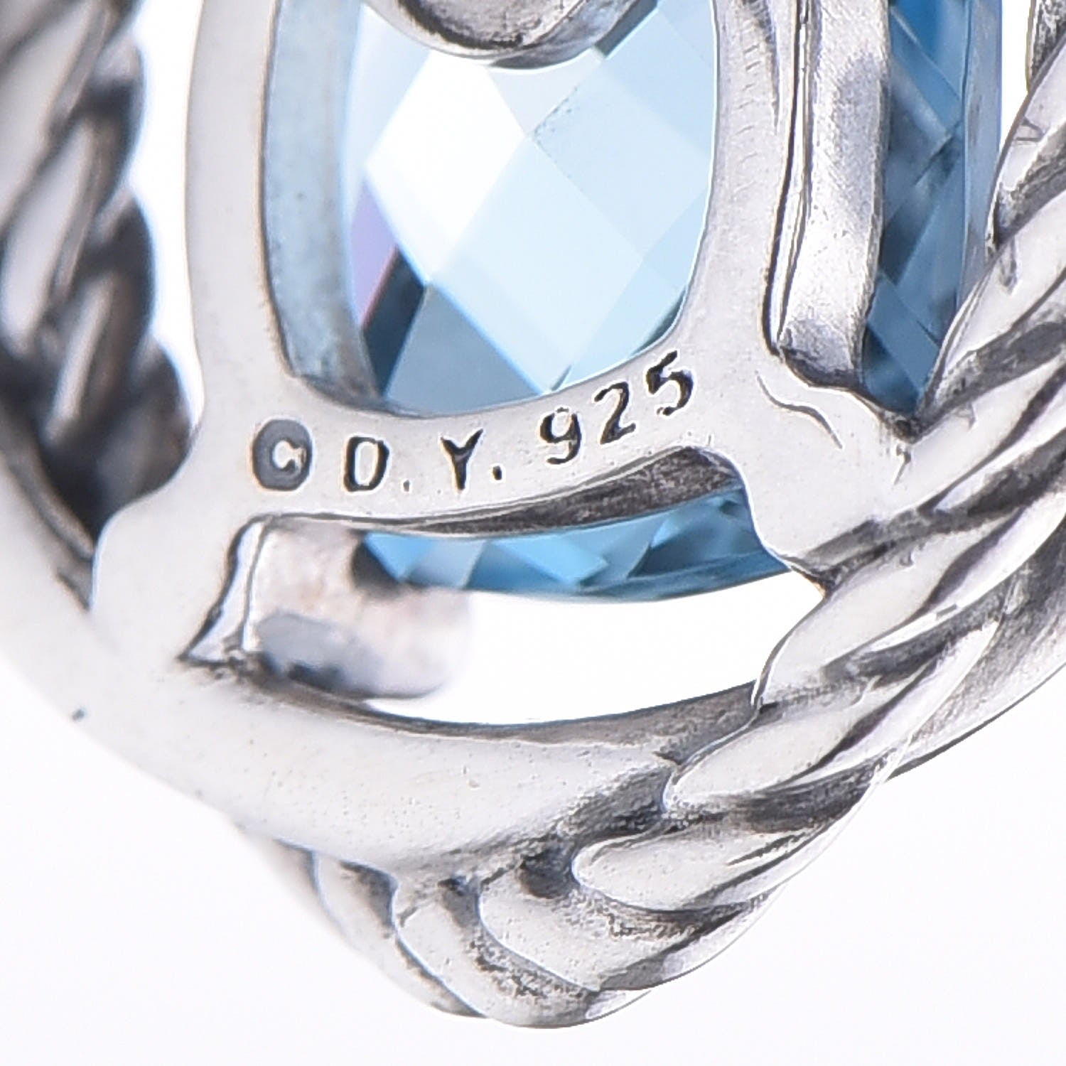 David Yurman Sterling Silver Blue Topaz 7mm Infinity Earrings 4 of 8