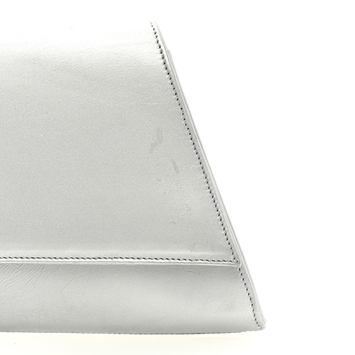Saint Laurent Metallic Calfskin Diagonal Clutch Silver 7 of 7