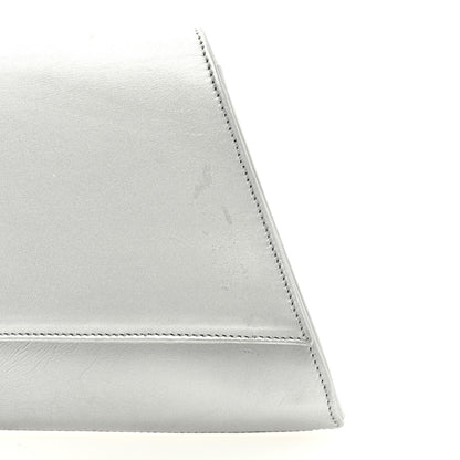 Saint Laurent Metallic Calfskin Diagonal Clutch Silver 7 of 7