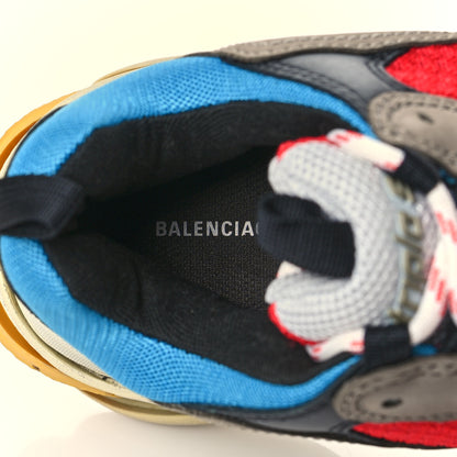 Balenciaga Mesh Nubuck Mens Triple S Sneakers 40 Bleu Gris Rouge 6 of 9