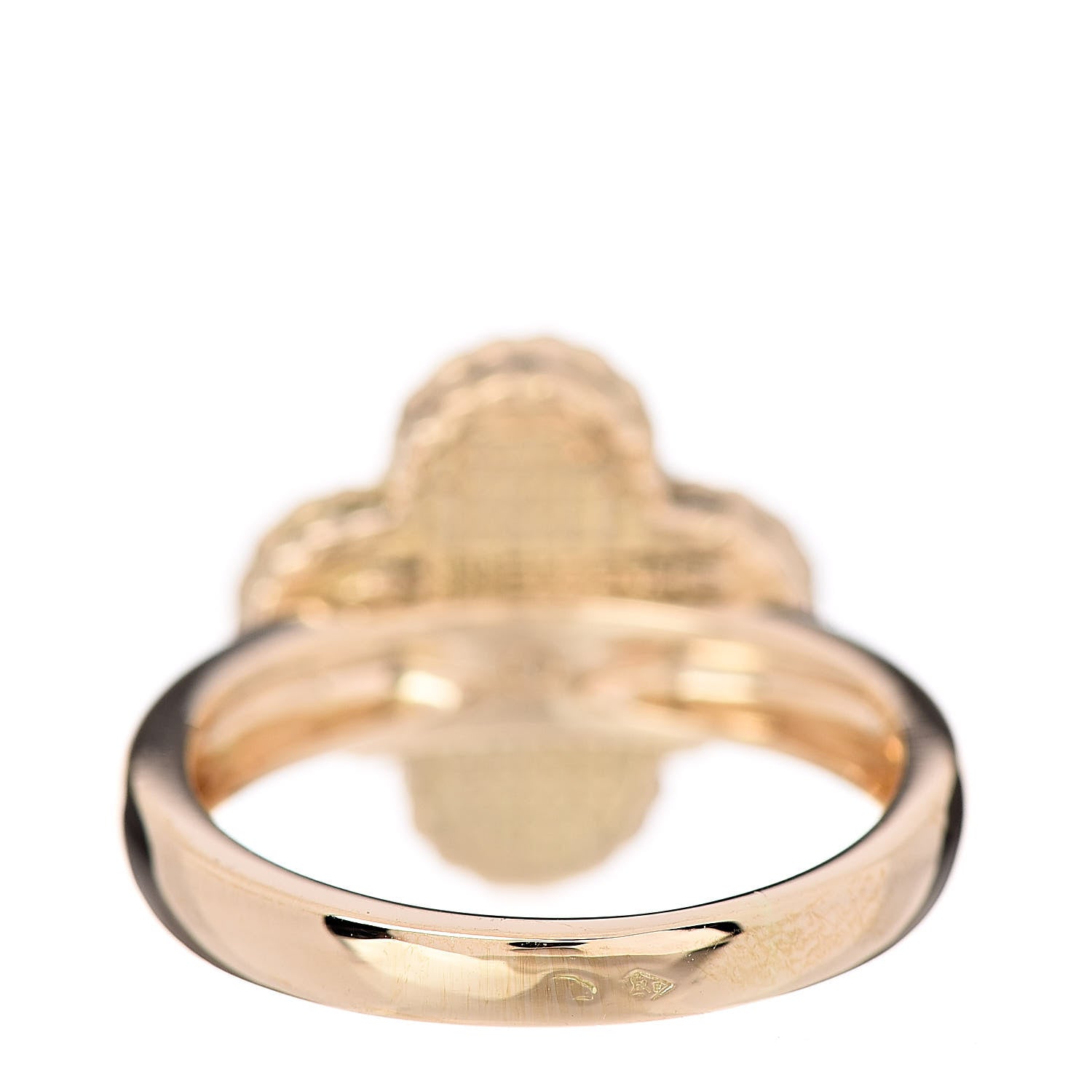 Van Cleef & Arpels 18K Yellow Gold Diamond Tiger's Eye Vintage Alhambra Ring 52 6 4 of 5