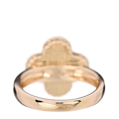 Van Cleef & Arpels 18K Yellow Gold Diamond Tiger's Eye Vintage Alhambra Ring 52 6 4 of 5