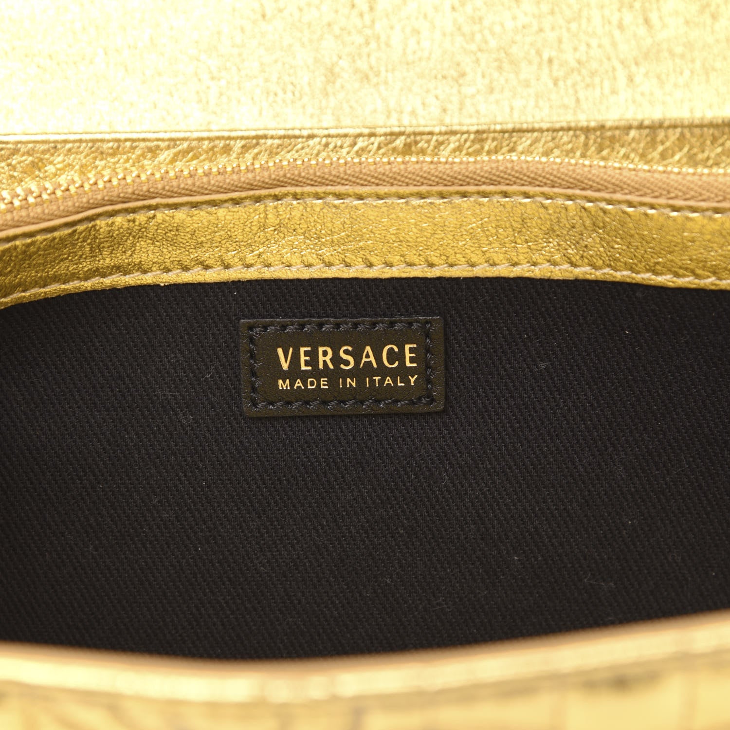 Versace Metallic Nappa Barocco Quilted Wallet On Chain Crossbody Gold 6 of 8