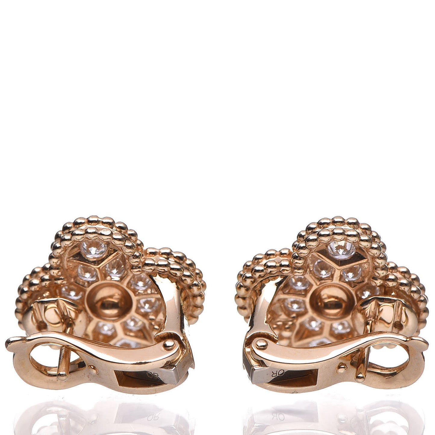 18K Yellow Gold Diamond Vintage Alhambra Earrings