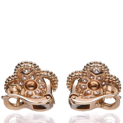 Van Cleef & Arpels 18K Yellow Gold Diamond Vintage Alhambra Earrings 3 of 10