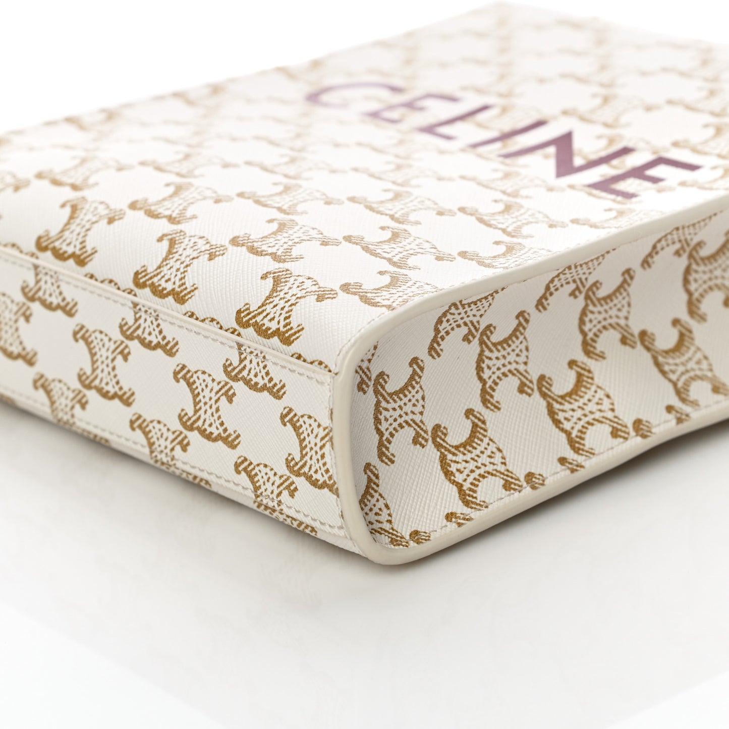 Triomphe Canvas Calfskin Mini Vertical Cabas White