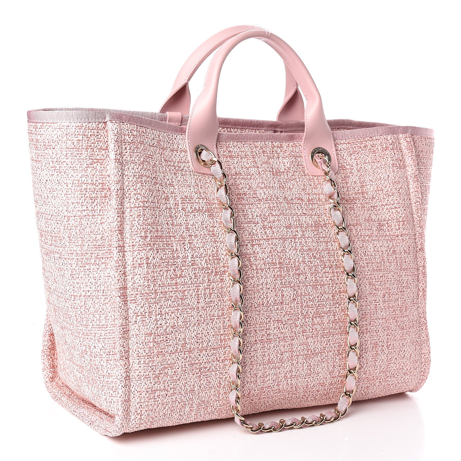 Chanel Straw Lurex Large Deauville Tote Pink 3 of 10