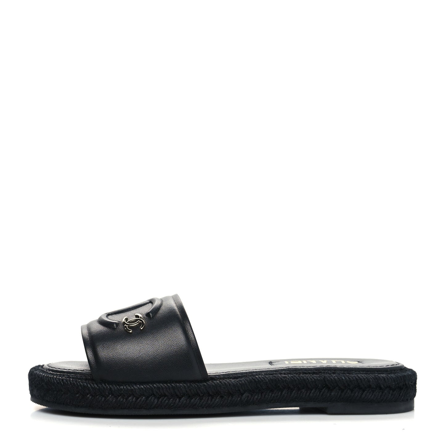 Lambskin Espadrille Mule Sandals 39 Black