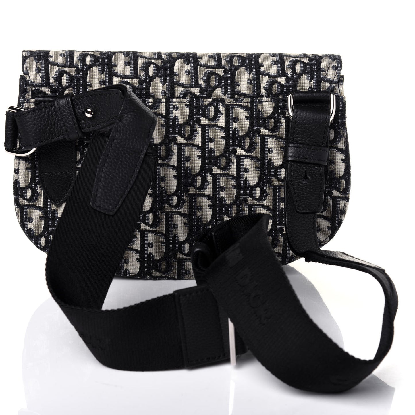 Oblique Saddle Messenger Pouch Beige Black
