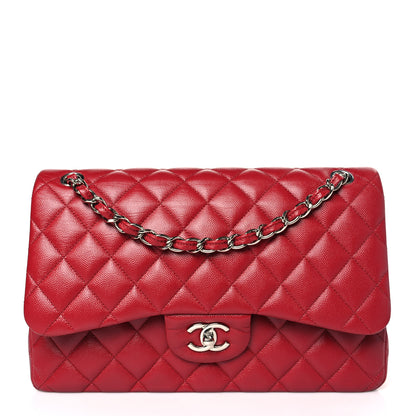 Chanel Caviar Quilted Jumbo Double Flap Red 1 of 9