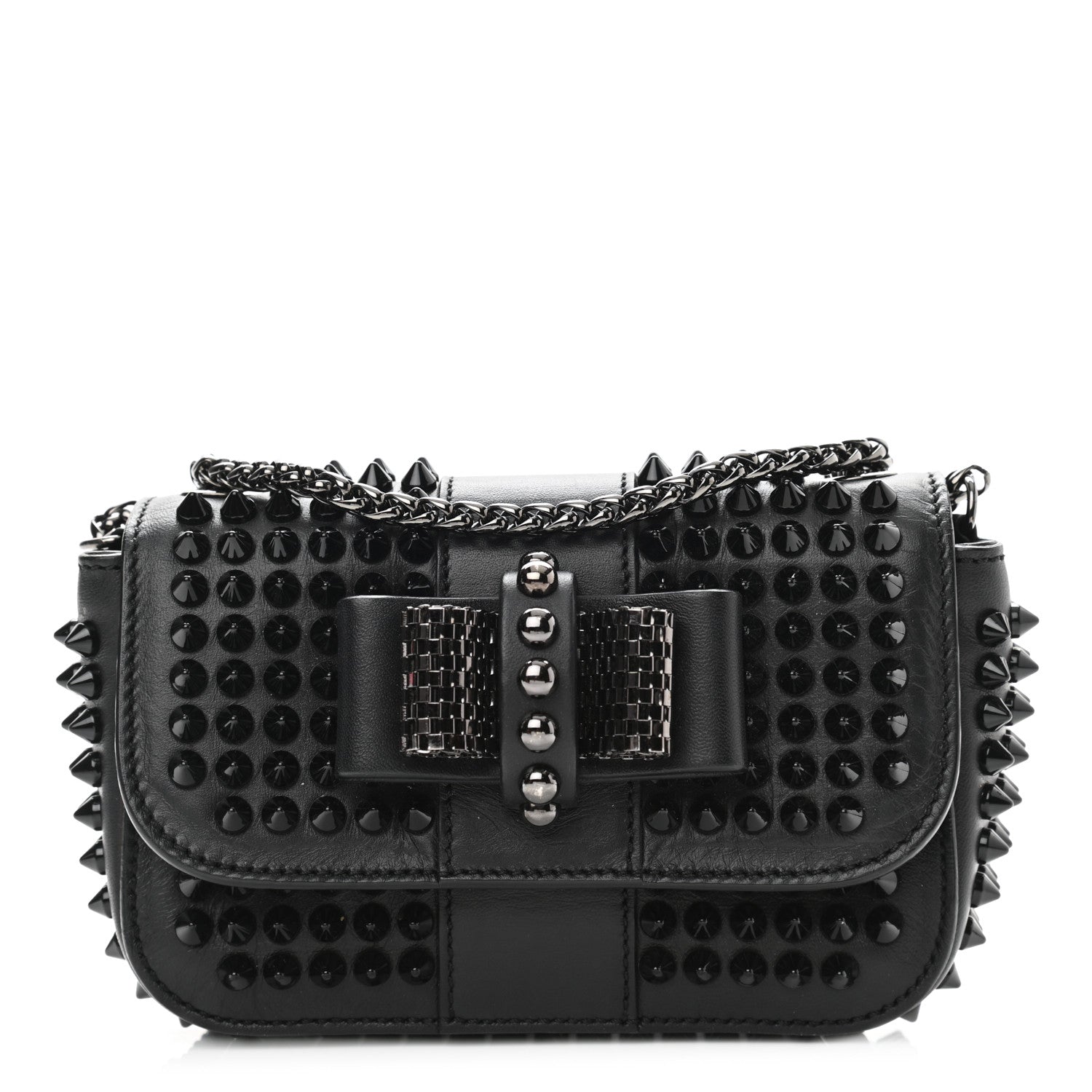 Christian Louboutin Calfskin Spikes Sweety Charity Crossbody Bag Black 1 of 12