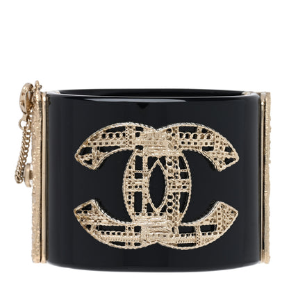 Chanel Resin CC Wide Cuff Black Gold 1 of 3