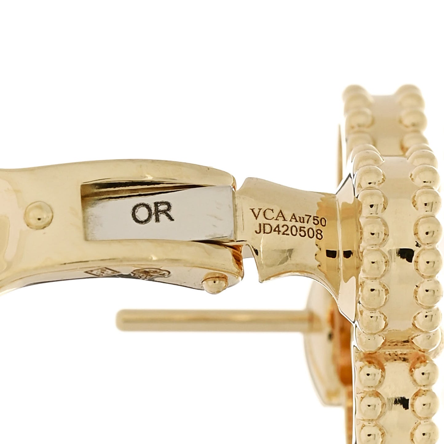 18K Yellow Gold Mother of Pearl Vintage Alhambra Earrings