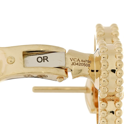 Van Cleef & Arpels 18K Yellow Gold Mother of Pearl Vintage Alhambra Earrings 4 of 5