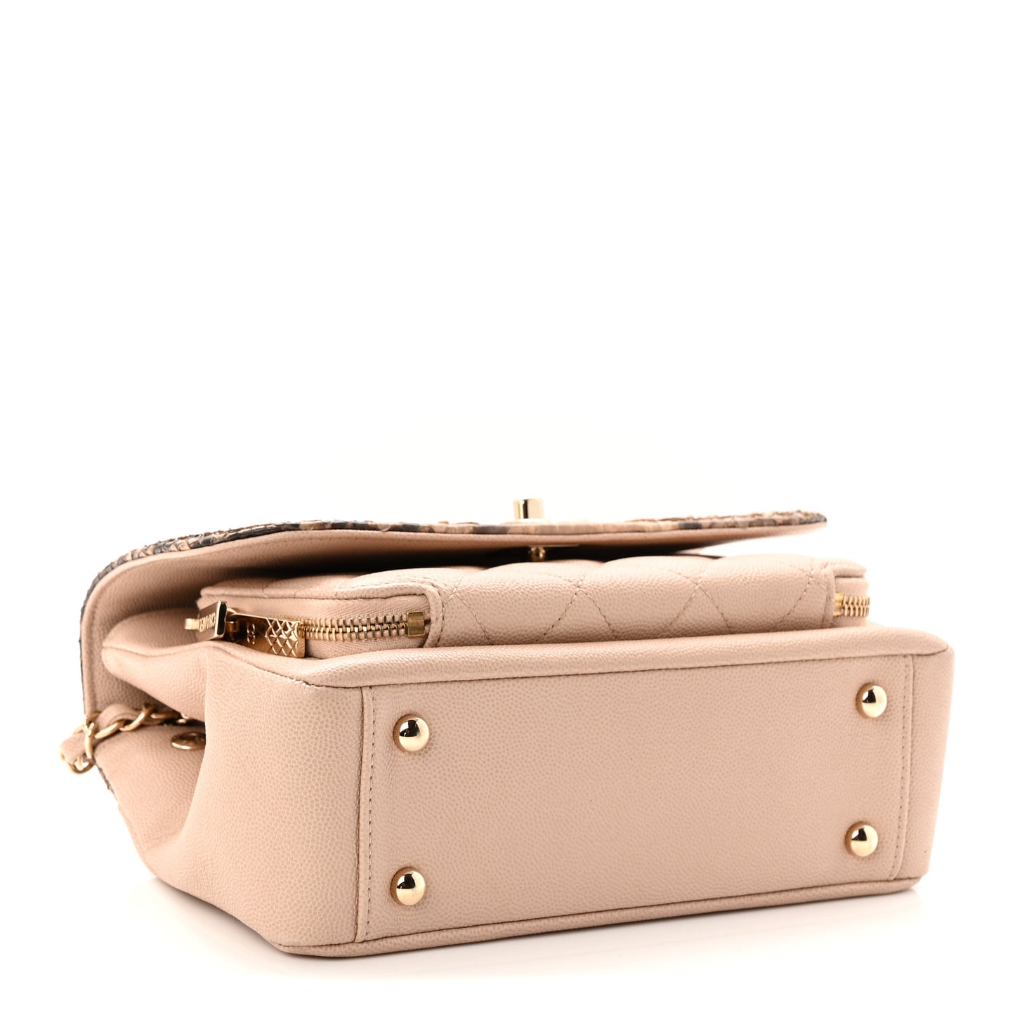Snakeskin Caviar Quilted Medium Business Affinity Flap Beige