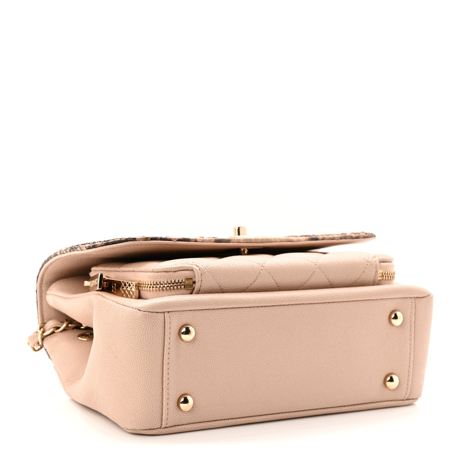 Chanel Snakeskin Caviar Quilted Medium Business Affinity Flap Beige 4 of 11
