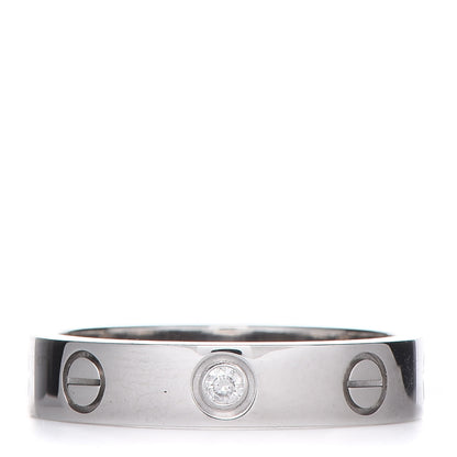 Cartier 18K White Gold Diamond 3.5mm LOVE Wedding Band Ring 50 5.25 1 of 5