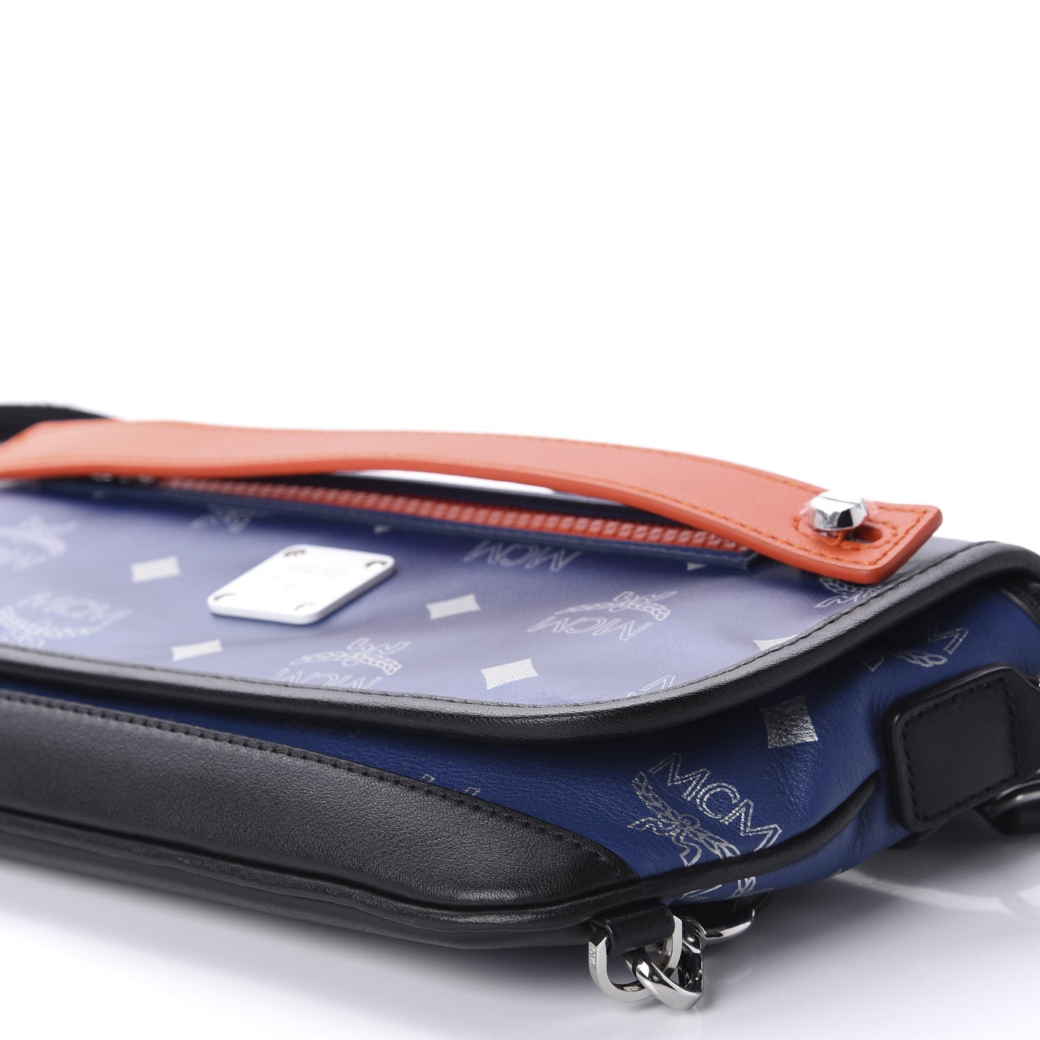MCM Visetos Reflective Nylon Resnick Crossbody Bag Estate Blue 8 of 11