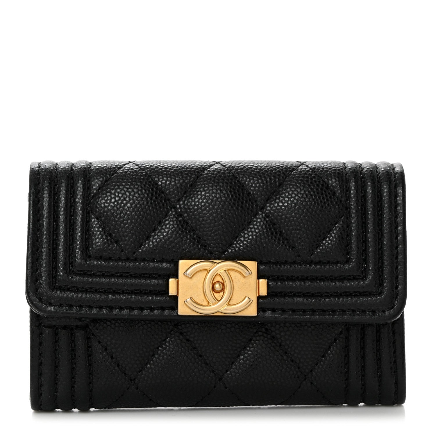 Chanel Caviar Quilted Boy Flap Card Holder Black 1 of 8