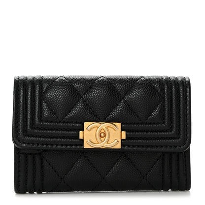 Chanel Caviar Quilted Boy Flap Card Holder Black 1 of 8