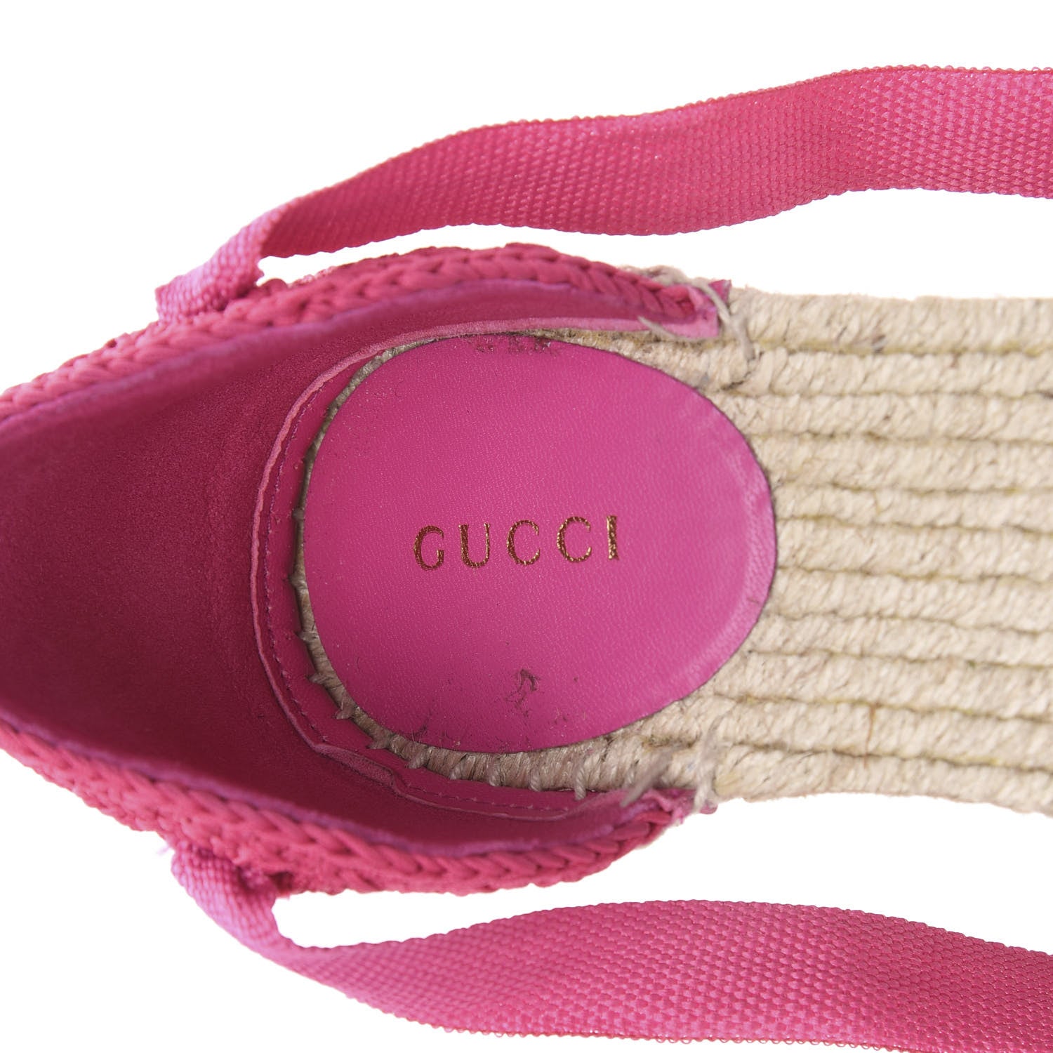 Gucci Cotton Crochet Pearly GG Ankle Wrap Platform Espadrille Wedges 36 Cyclamen Rose 6 of 9