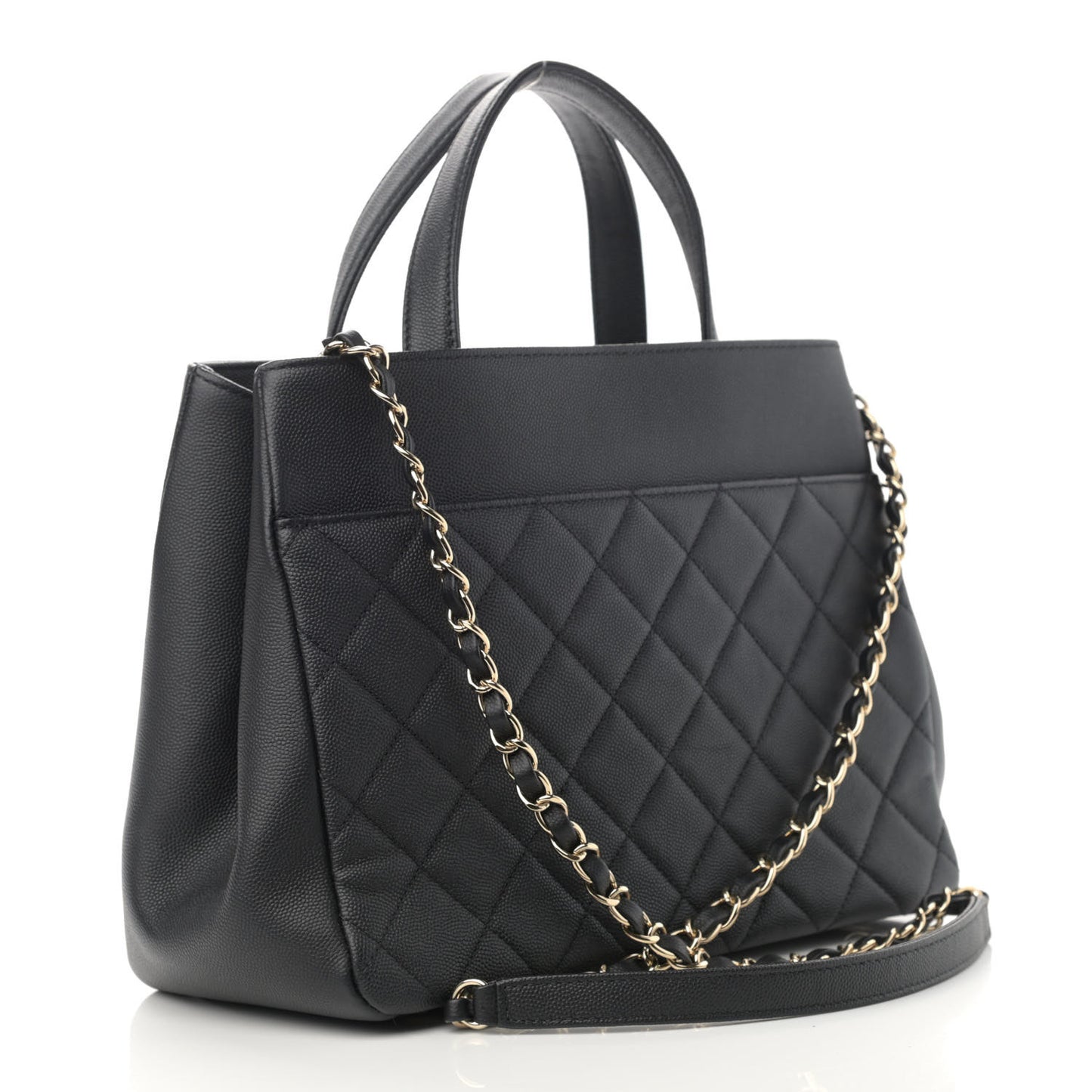 Caviar Quilted Small Business Affinity Shopping Bag Black